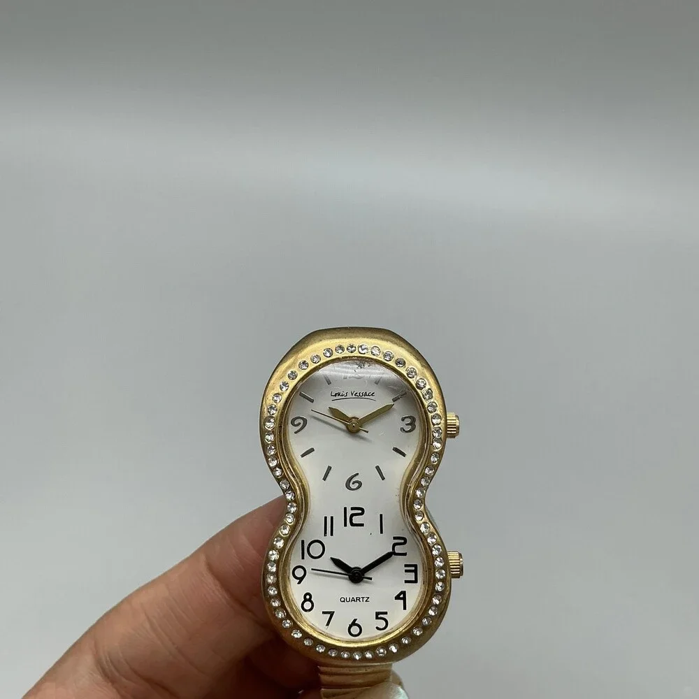 Louis Vessace Womens Watch 25mm Dual Dial Gold Tone Crystal New Battery